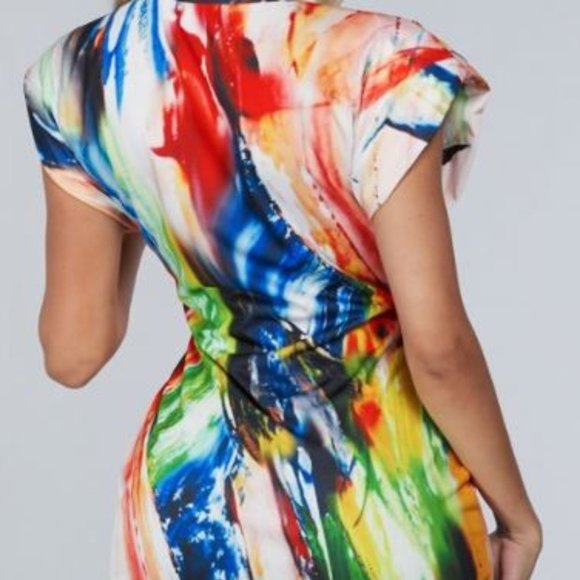 SALE EVERYTHING MUST GO Stunning Multi Color Bodycon Mini Dress - Picture 2 of 12